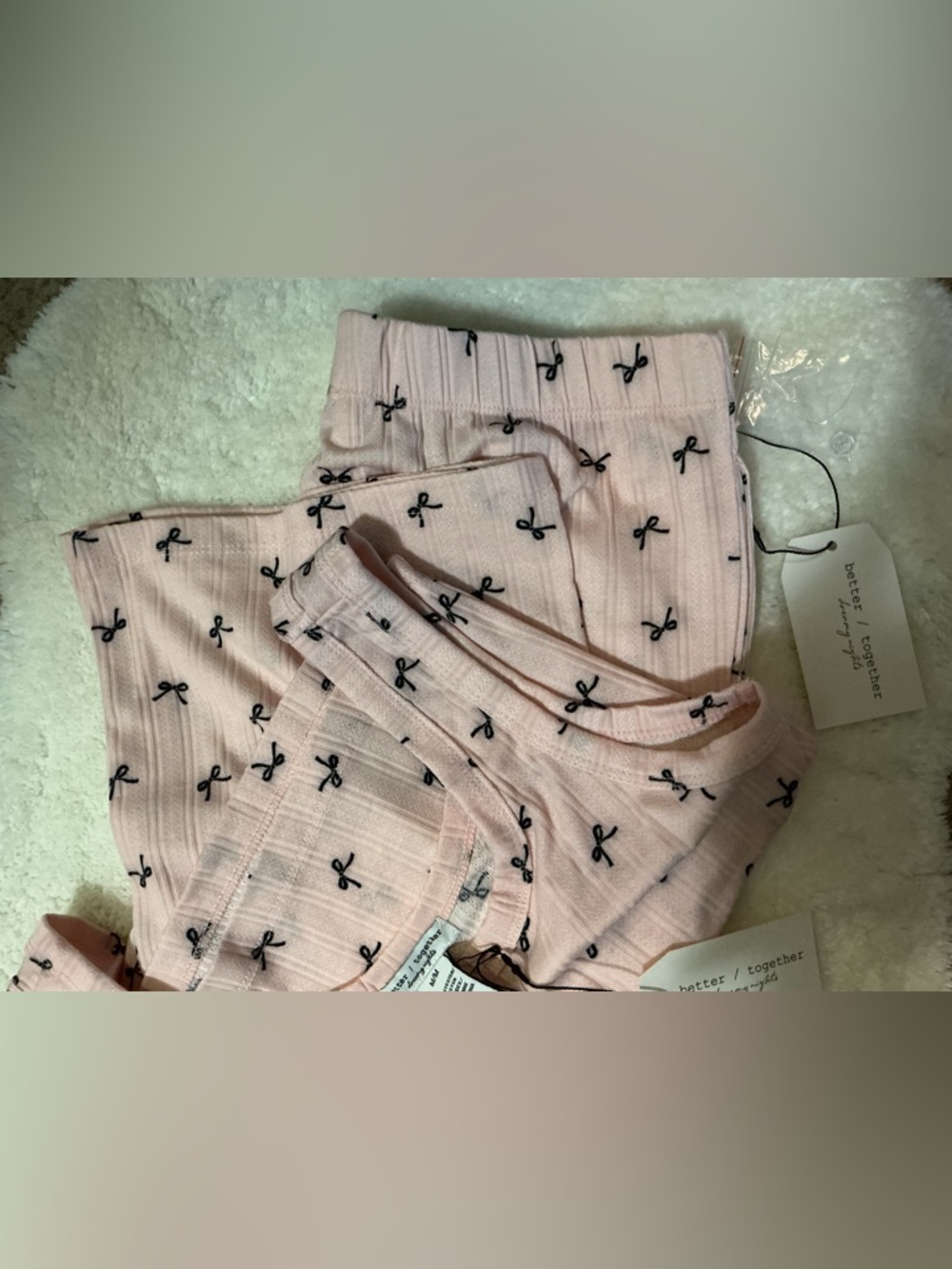 Cozy Pink Bow-Print Women's Pajama Set - Picture 4 of 5